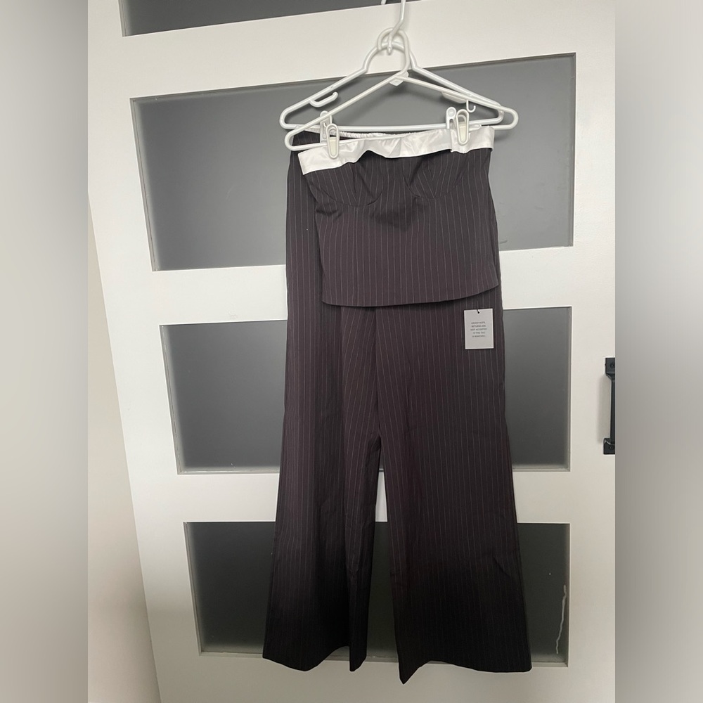 Lovers + Friends Black and White Wide Leg Pants
